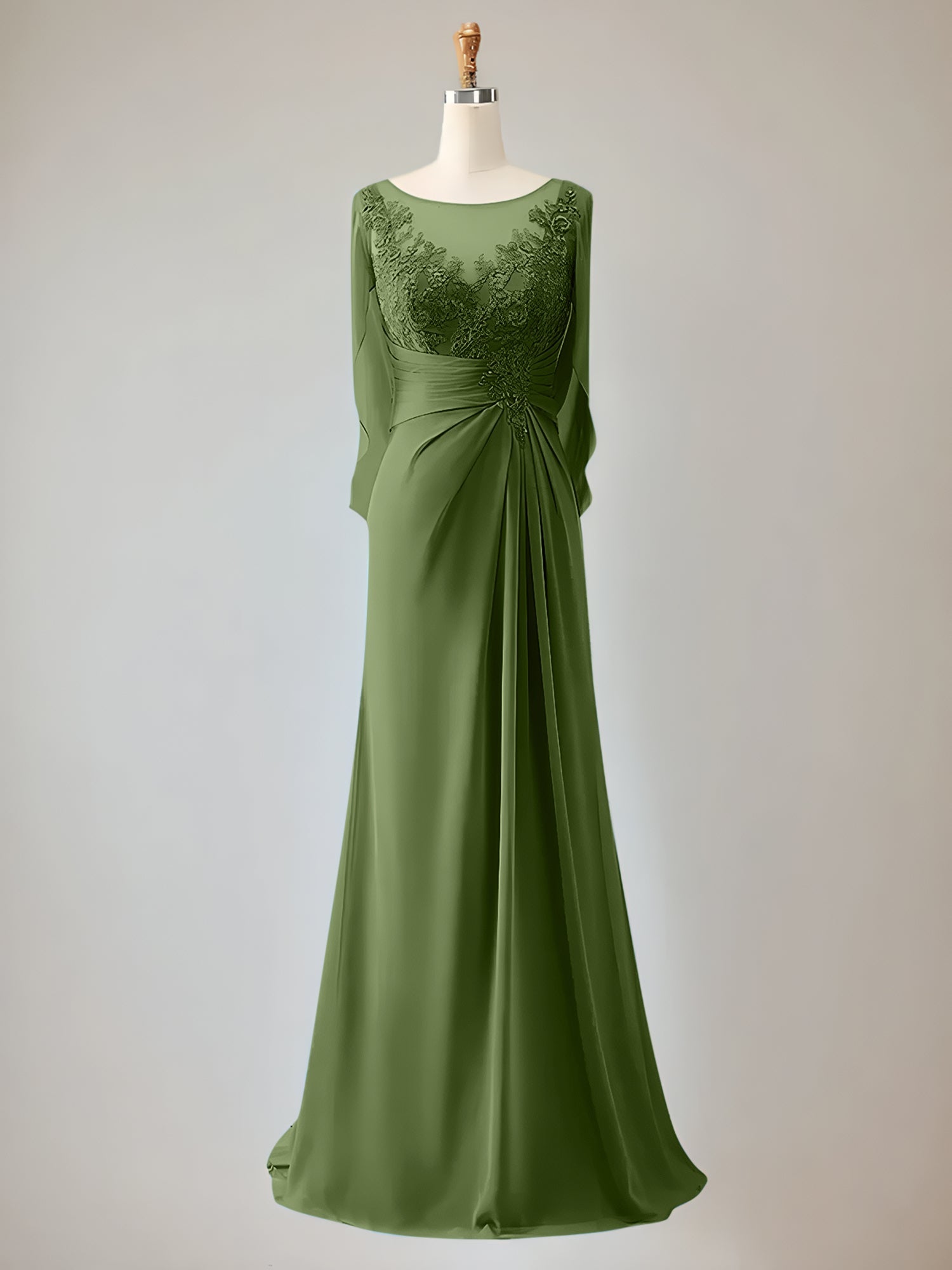 Trumpet/Mermaid Scoop Neck 1/2 Sleeve Chiffon Mother of the Bride Dress With Beadings