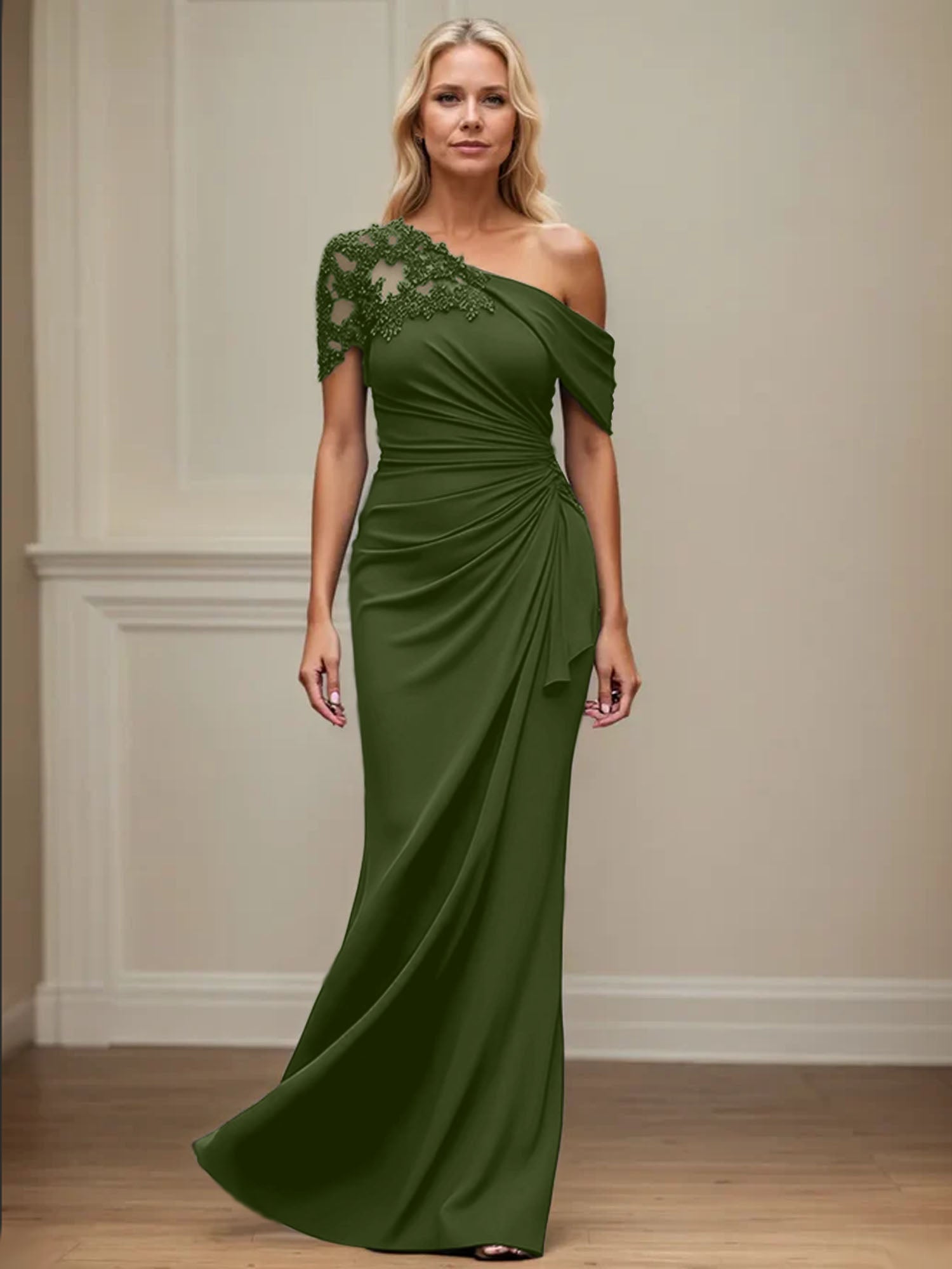 Trumpet/Mermaid Asymmetrical Mother of the Bride Dress with Appliques