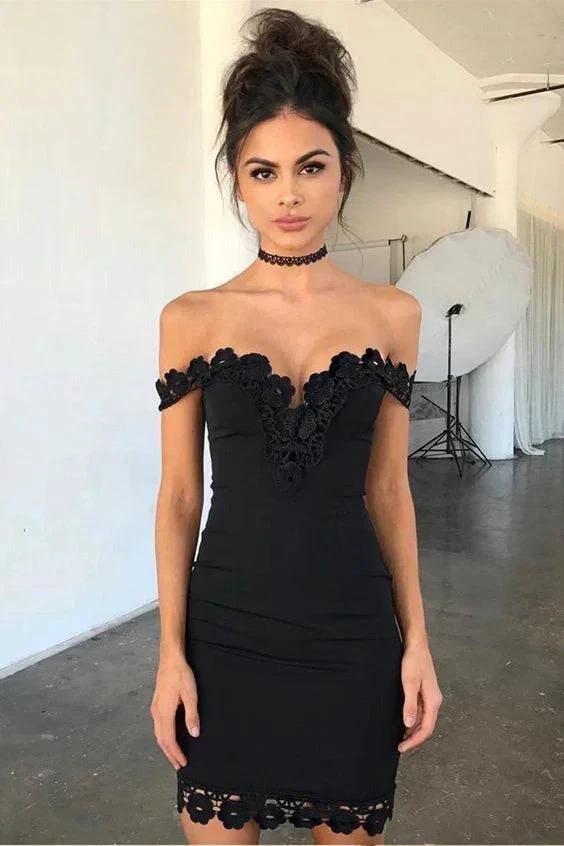 Chic Off The Shoulder Lace Short Homecoming Dresses by Ombreprom