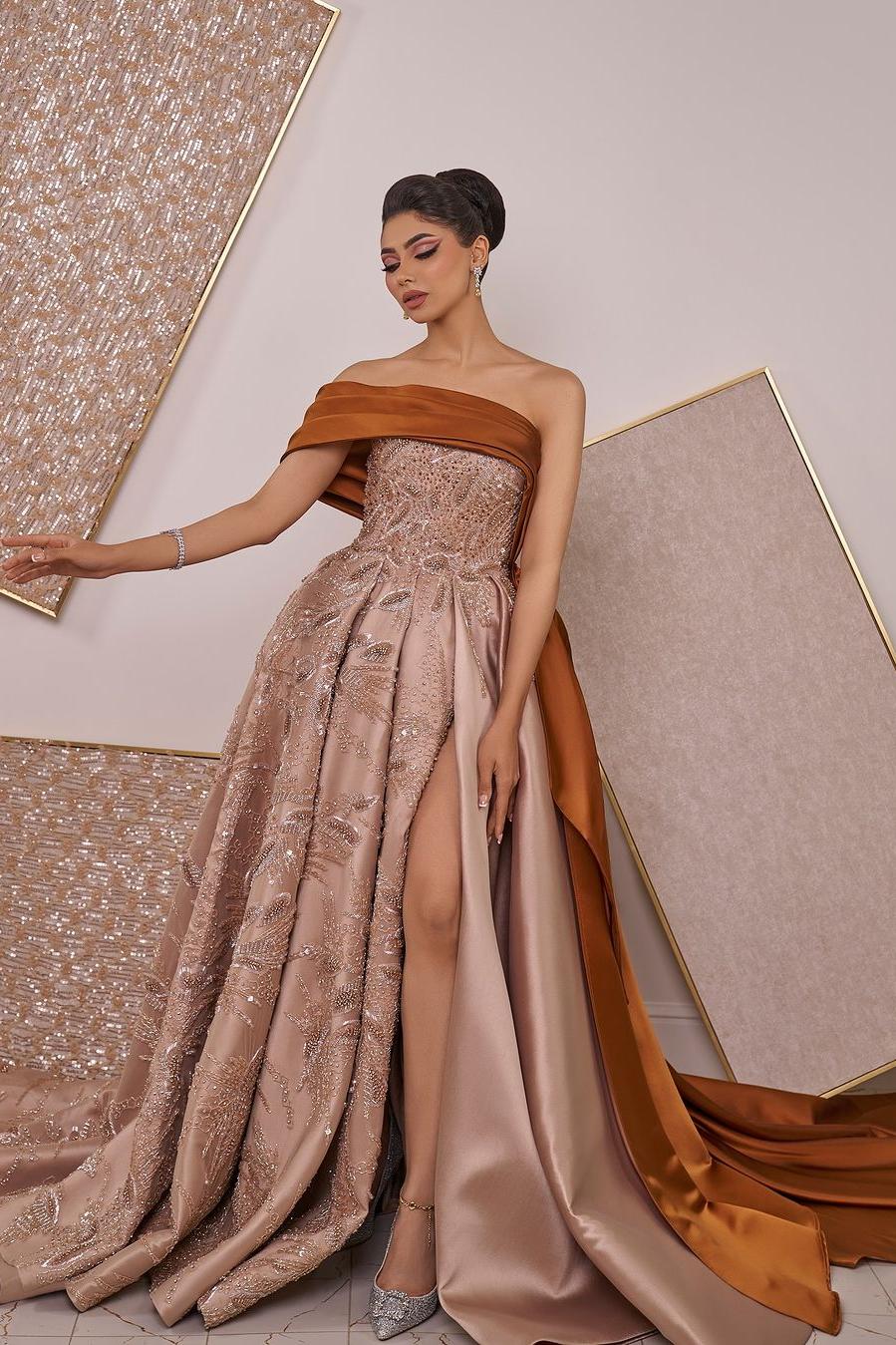 One Shoulder Sleeveless Split Long Evening Formal Dress With Lace Appliques