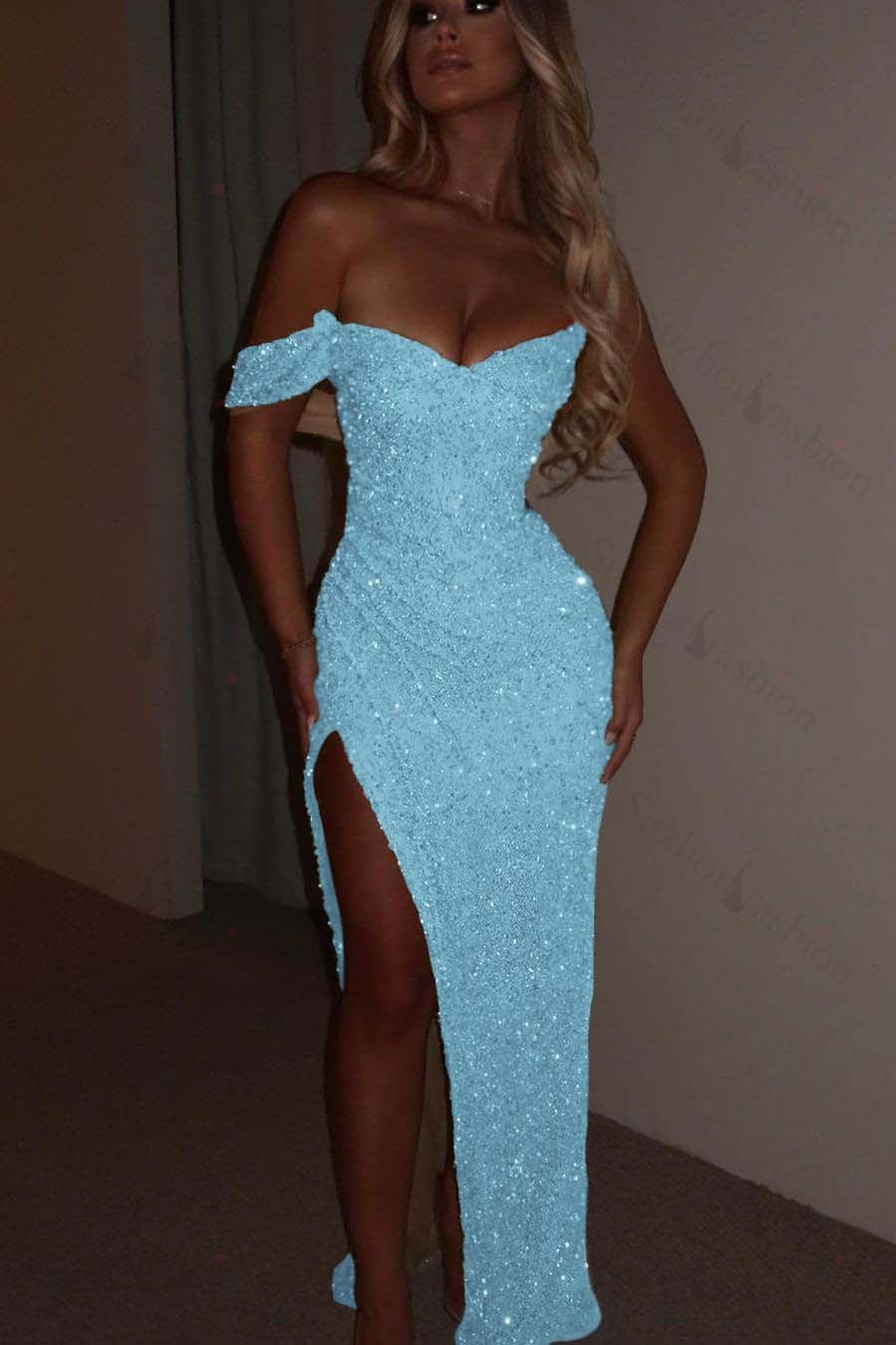 One Shoulder Strapless Sleeveless Long Mermaid Evening Formal Dress With Split