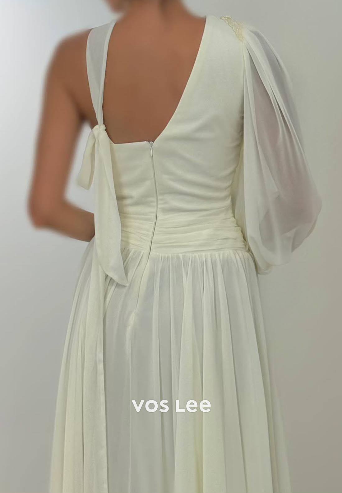 A-line Floor-Length Asymmetrical Neck Satin Formal Dresses