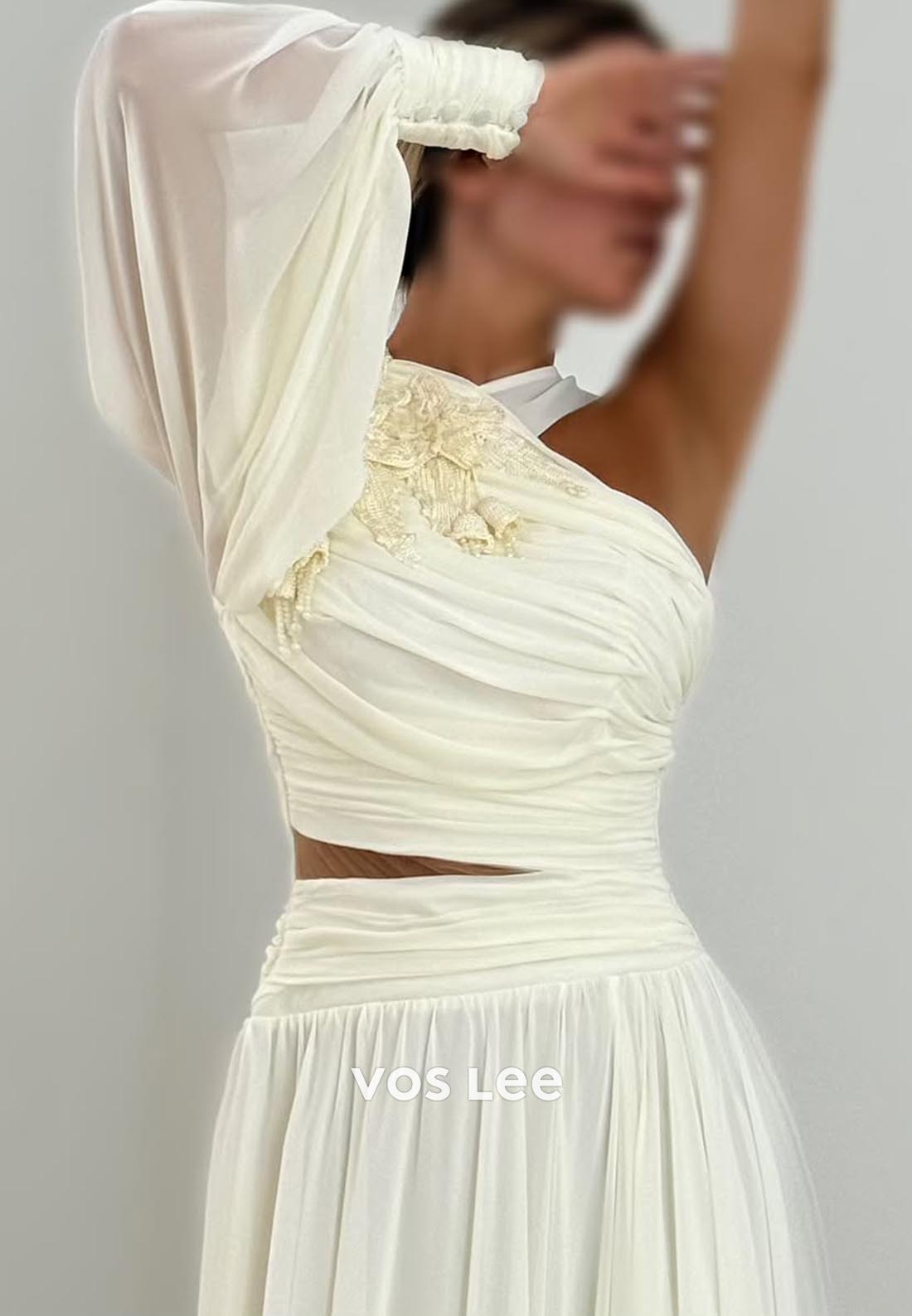 A-line Floor-Length Asymmetrical Neck Satin Formal Dresses