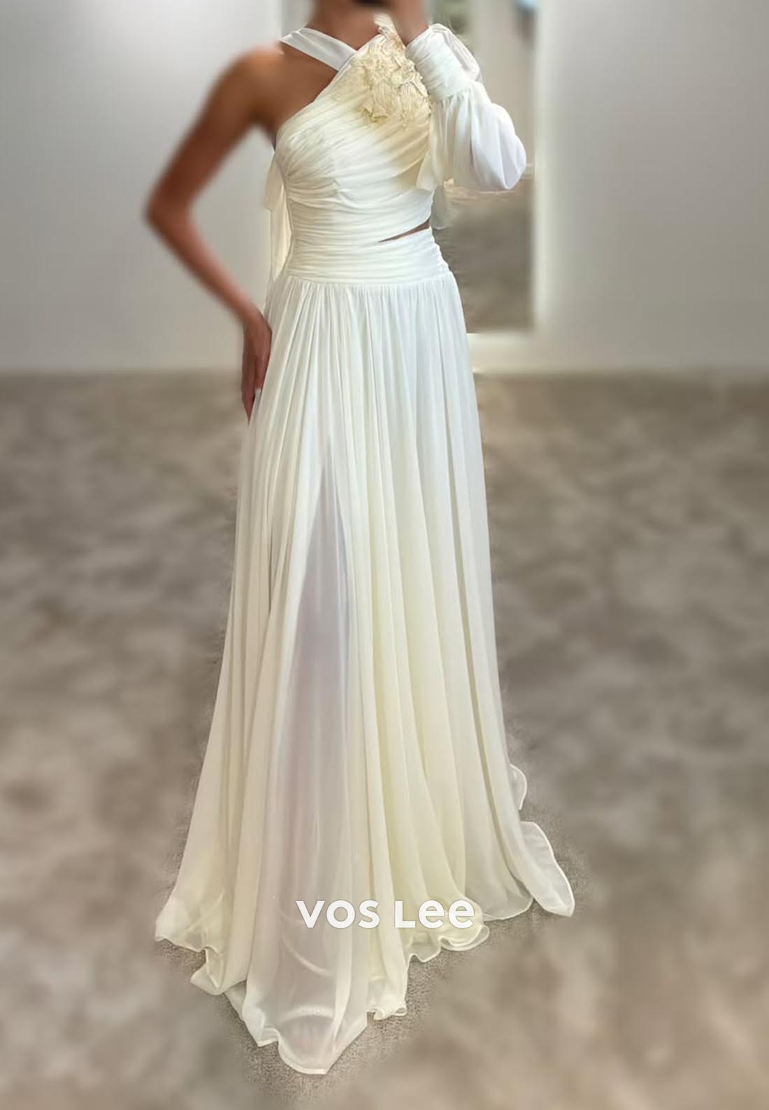 A-line Floor-Length Asymmetrical Neck Satin Formal Dresses