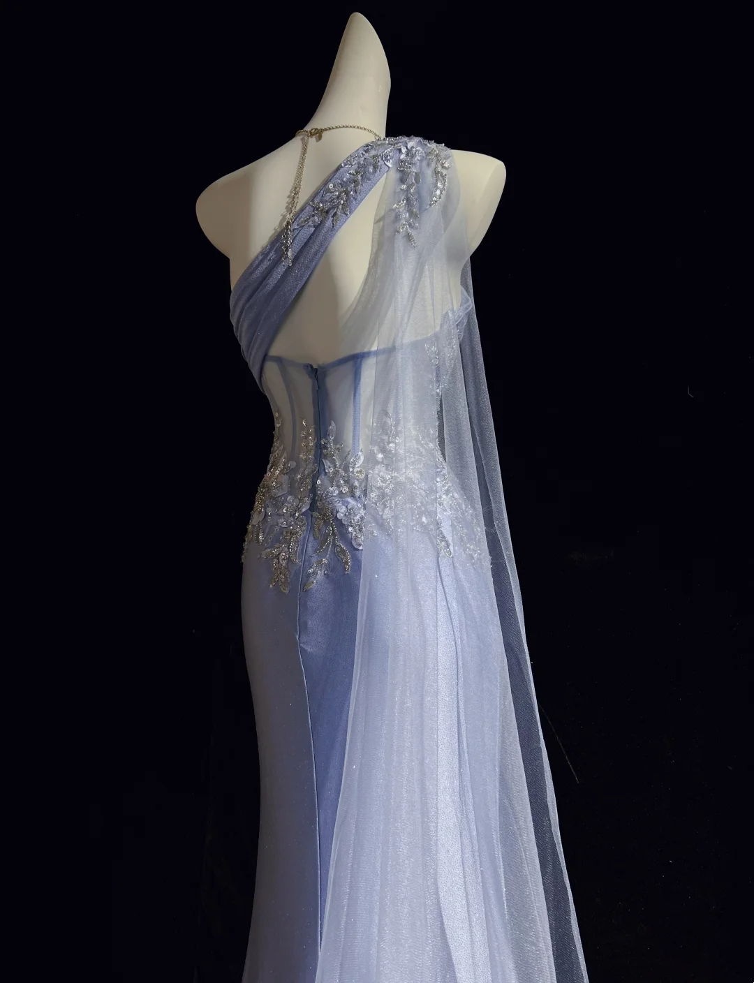 One Shoulder Mermaid Prom Dress Lilac Sparkle Evening Dress J10226