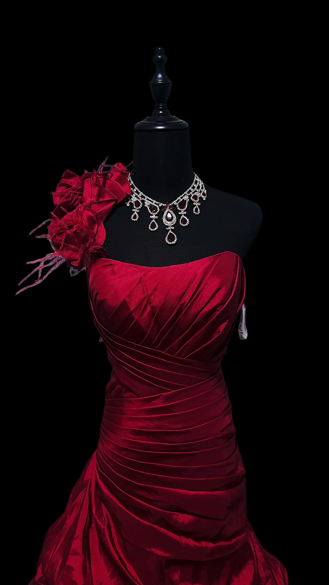One Shoulder Red Satin Prom Dress Sheath Formal Party Gown J9709
