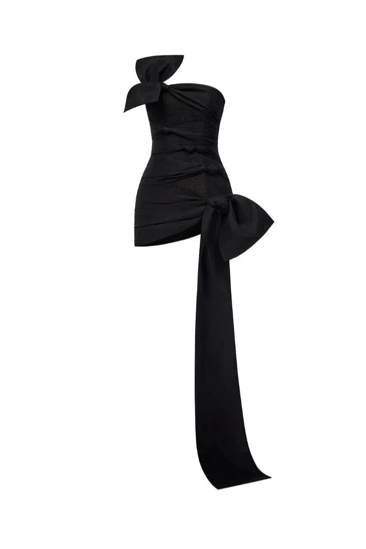 One-Shoulder Sheath Homecoming Dress With Bow Knot