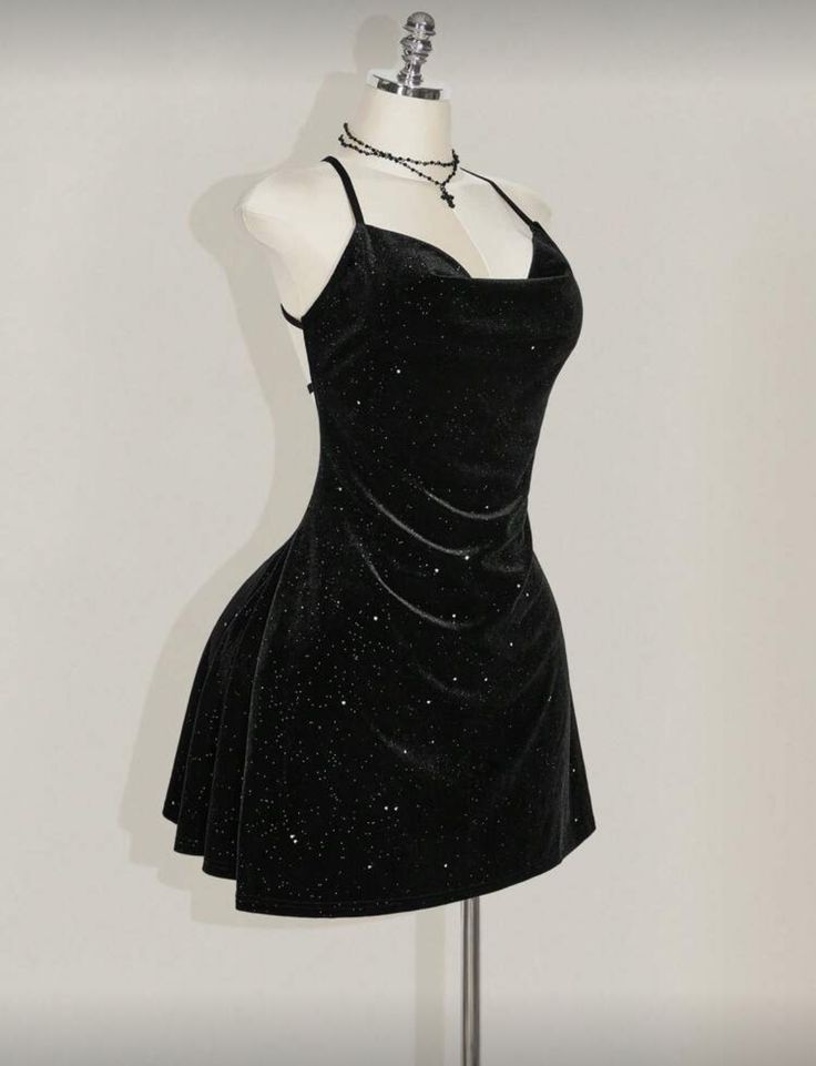 Open Back Black Short Homecoming Dress Velvet Birthday Dress