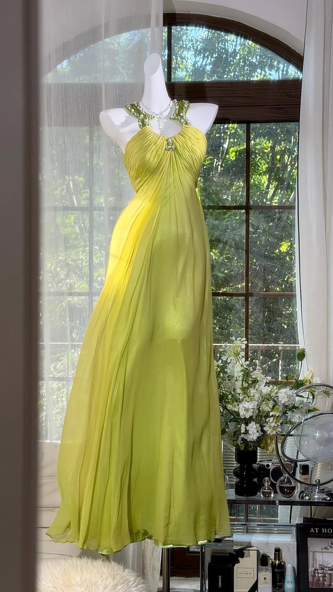 Open Back Retro Wedding Guest Dress A Line Evening Gown  J10599