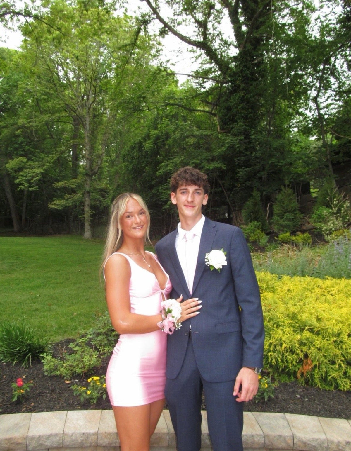 Open Back V-Neck Pink Satin Homecoming Dress