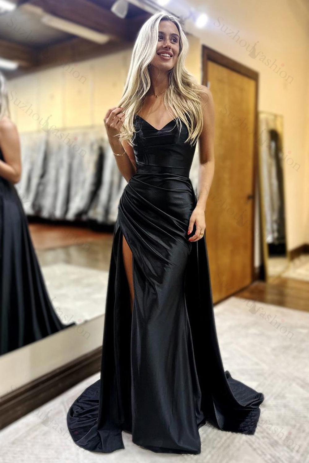 Orange Prom Dress Ruched Mermaid Side Cape Long Formal Dress With Slit