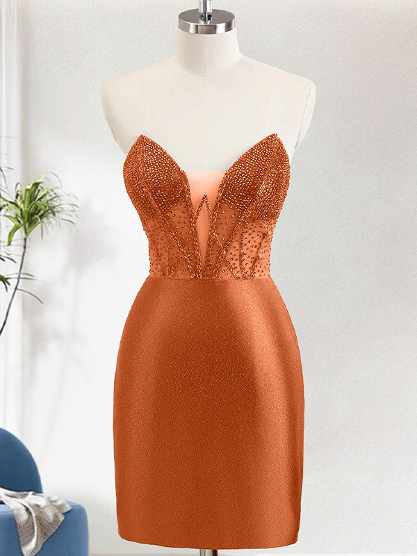 Bodycon Strapless Corset Short Homecoming Dress - FashionDia