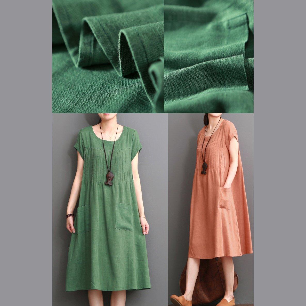 Orange cotton dresses summer short sleeve maxi dress