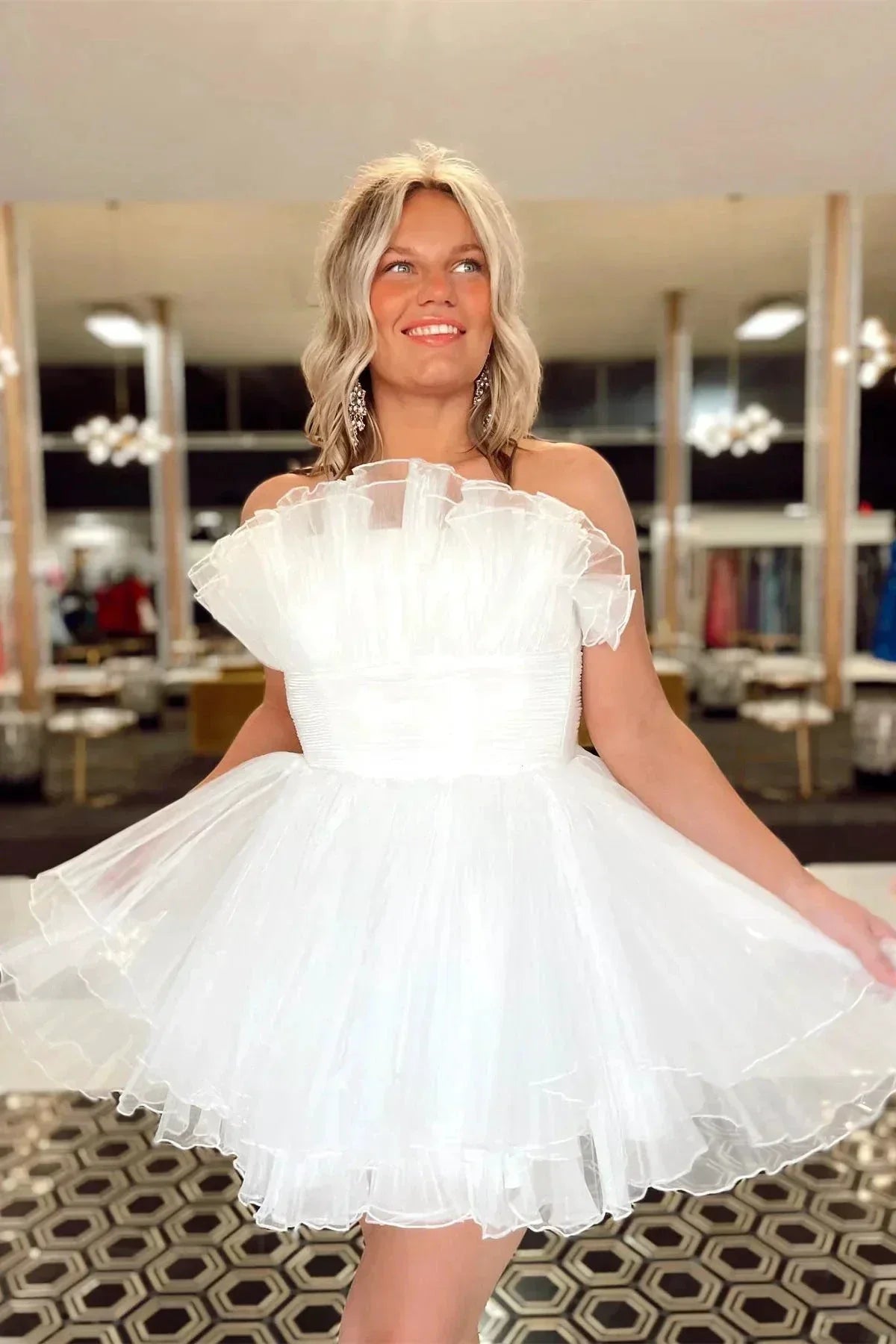 Short Strapless Homecoming Dresses SYH92 by vivymakudress