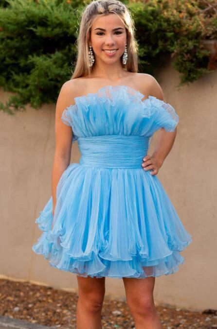 Short Strapless Homecoming Dresses SYH92 by vivymakudress