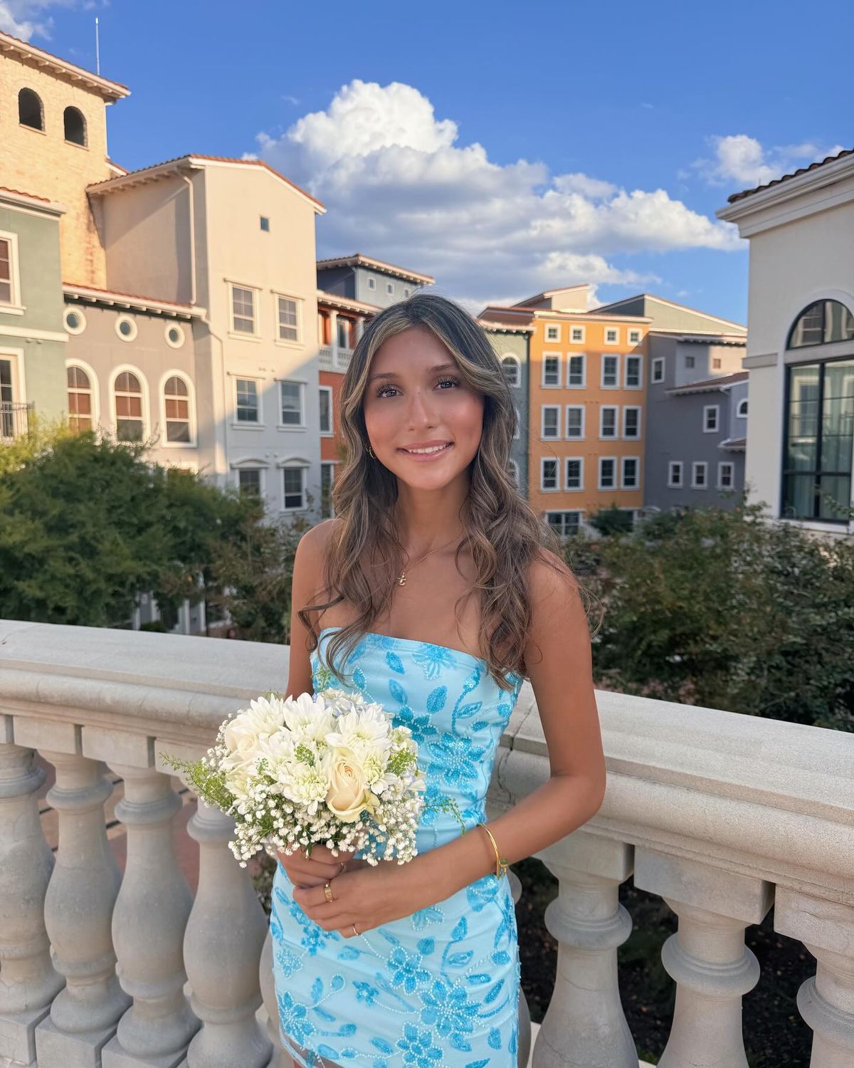 Light Blue Floral Embroidered Strapless Short Homecoming Dress - Teenage Prom Party Gown with Elegant Satin Fabric