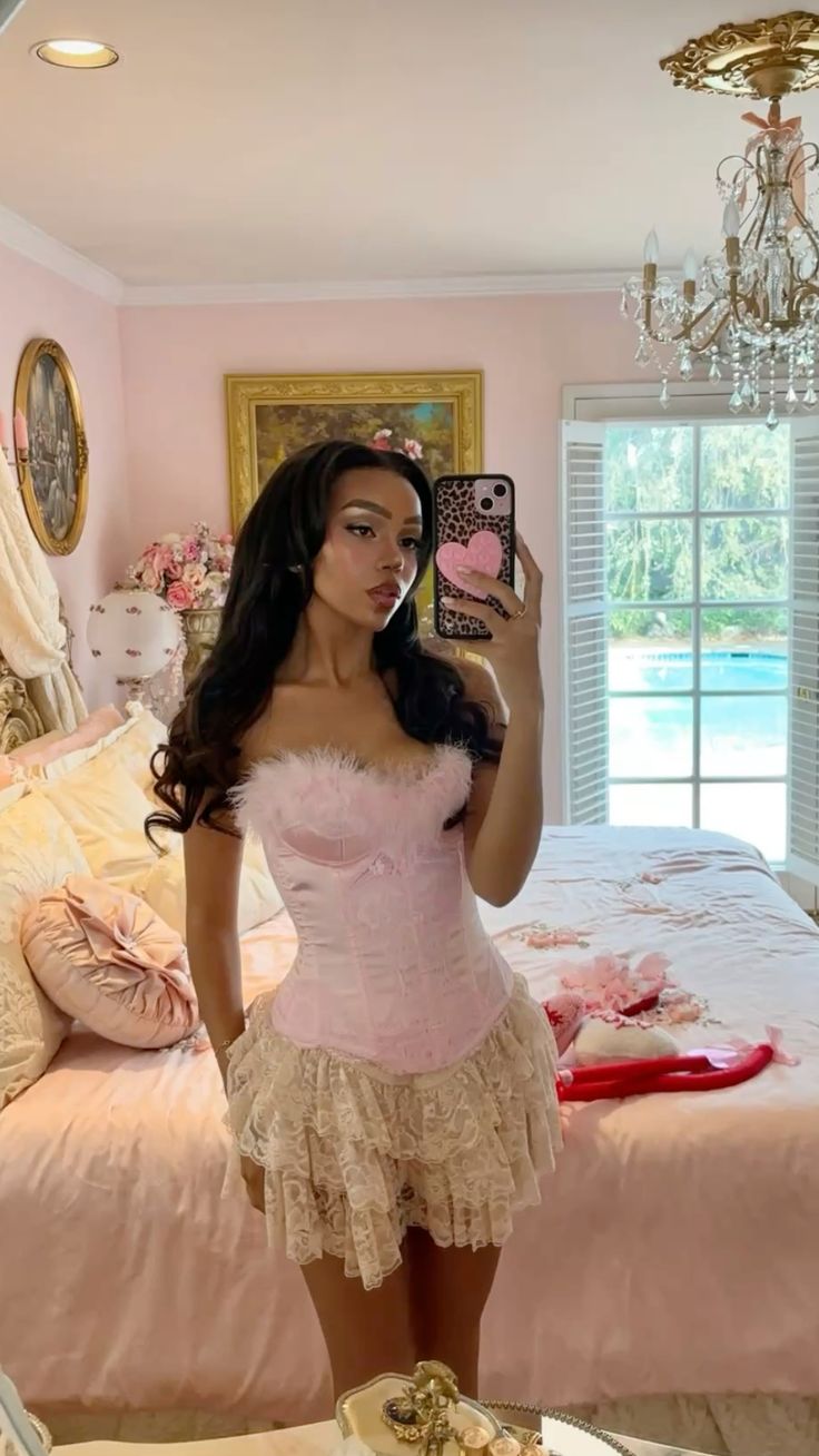 Sweet Pink Tube Top Feather Lace A-line 16th Birthday Homecoming Dress