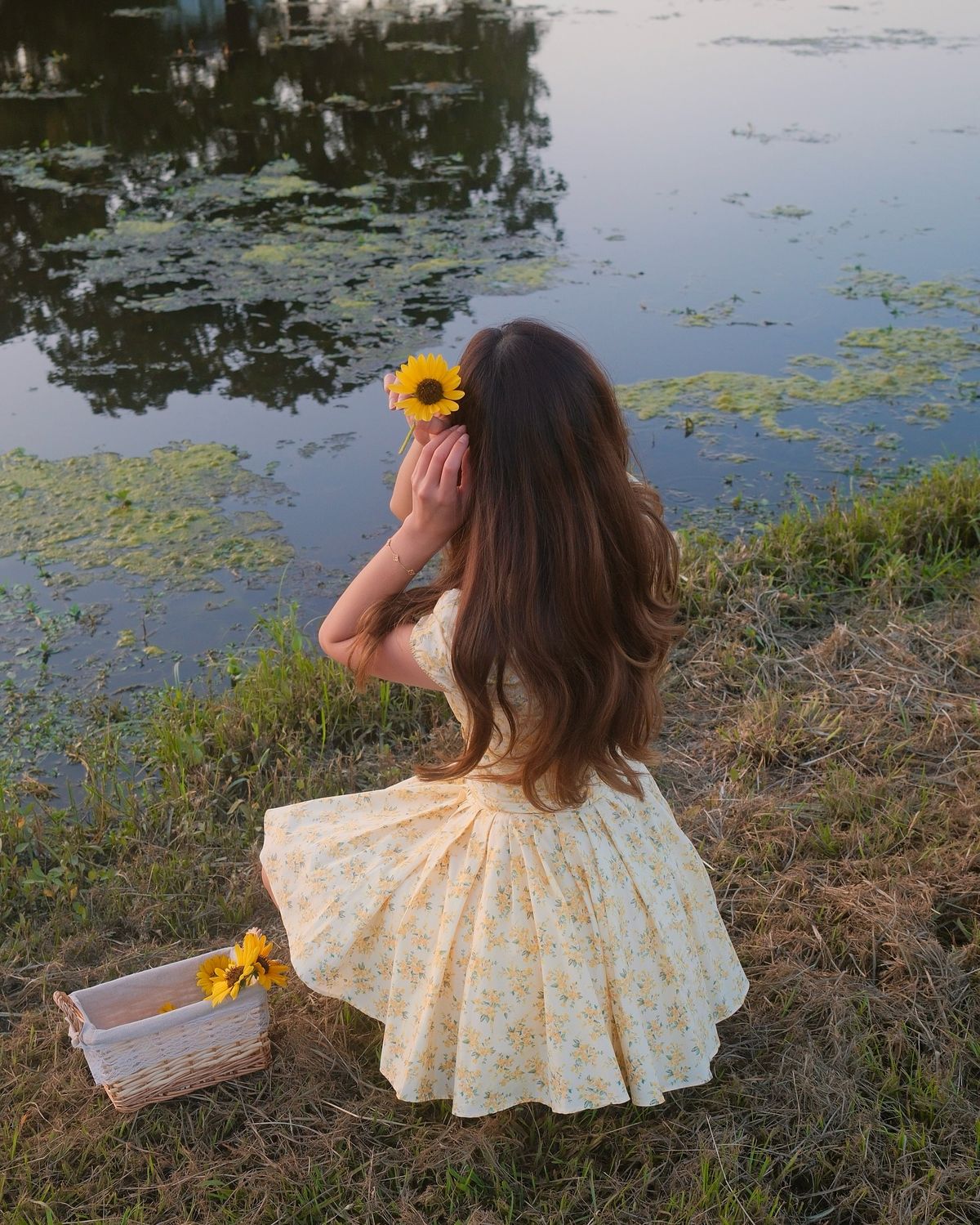 Fresh Yellow Floral Short-sleeved A-line 16th Birthday Homecoming Dress