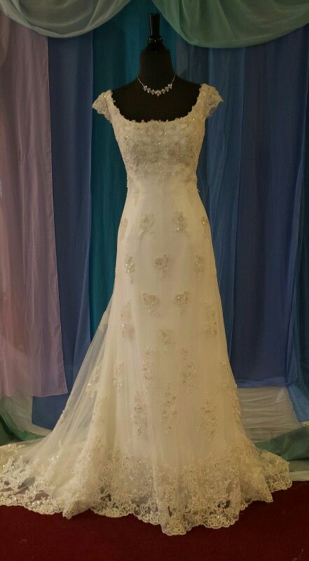 Vintage Off-white A-line Square Neck Lace Tulle Long Prom Dress Evening Dress