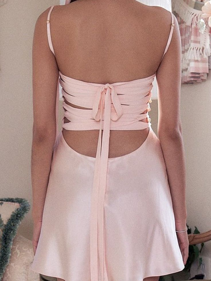 Sweet Light Pink Back Strap Satin Slim Fit 16th Birthday Homecoming Dress cc4247