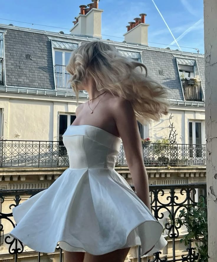 Elegant White Strapless A-line 17th Birthday Homecoming Dress cc4260