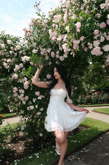 Fresh White Lace Off-the-shoulder Sleeve A-line 17th Birthday Homecoming Dress cc4284