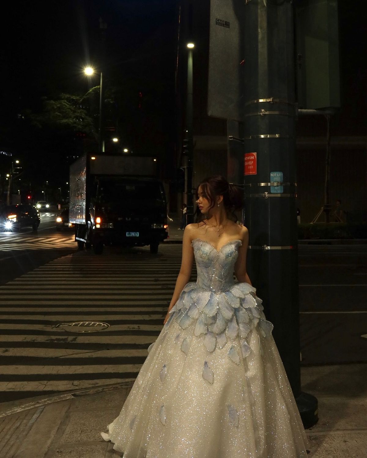 Dreamy Blue And White Strapless Sequined Tulle Ball Gown Evening Dress Sweet 16th Dress