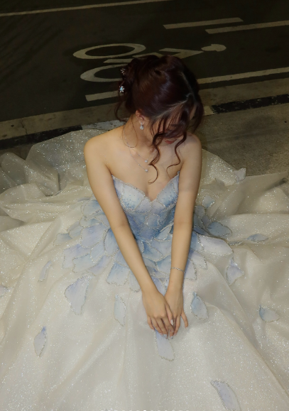 Dreamy Blue And White Strapless Sequined Tulle Ball Gown Evening Dress Sweet 16th Dress - View 5 | FashionDia