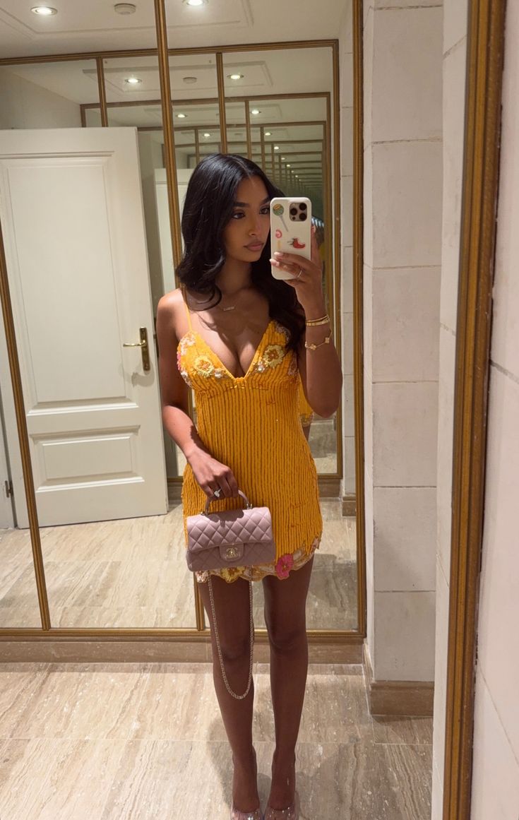 Sexy Yellow Deep V Suspender Embroidered Bodycon Sequined 17th Birthday Homecoming Dress cc4294