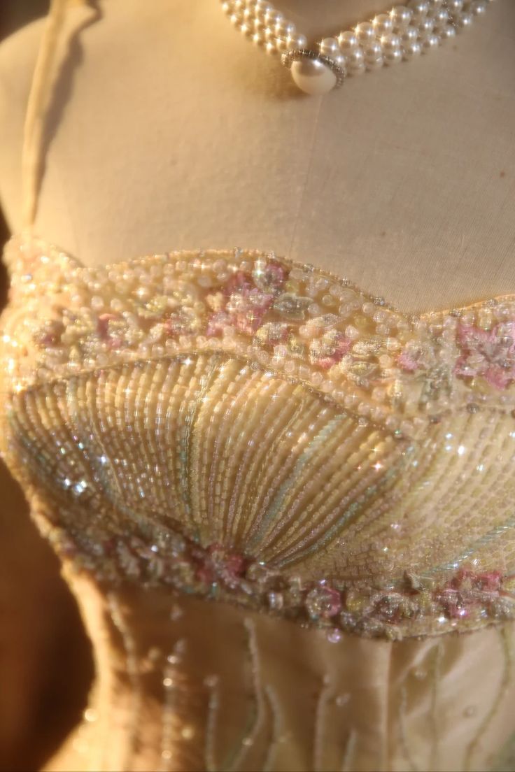 Vintage Yellow A-Line Spaghetti Strap Beaded Floral Satin Long Prom & Evening Dress - View 6 | FashionDia