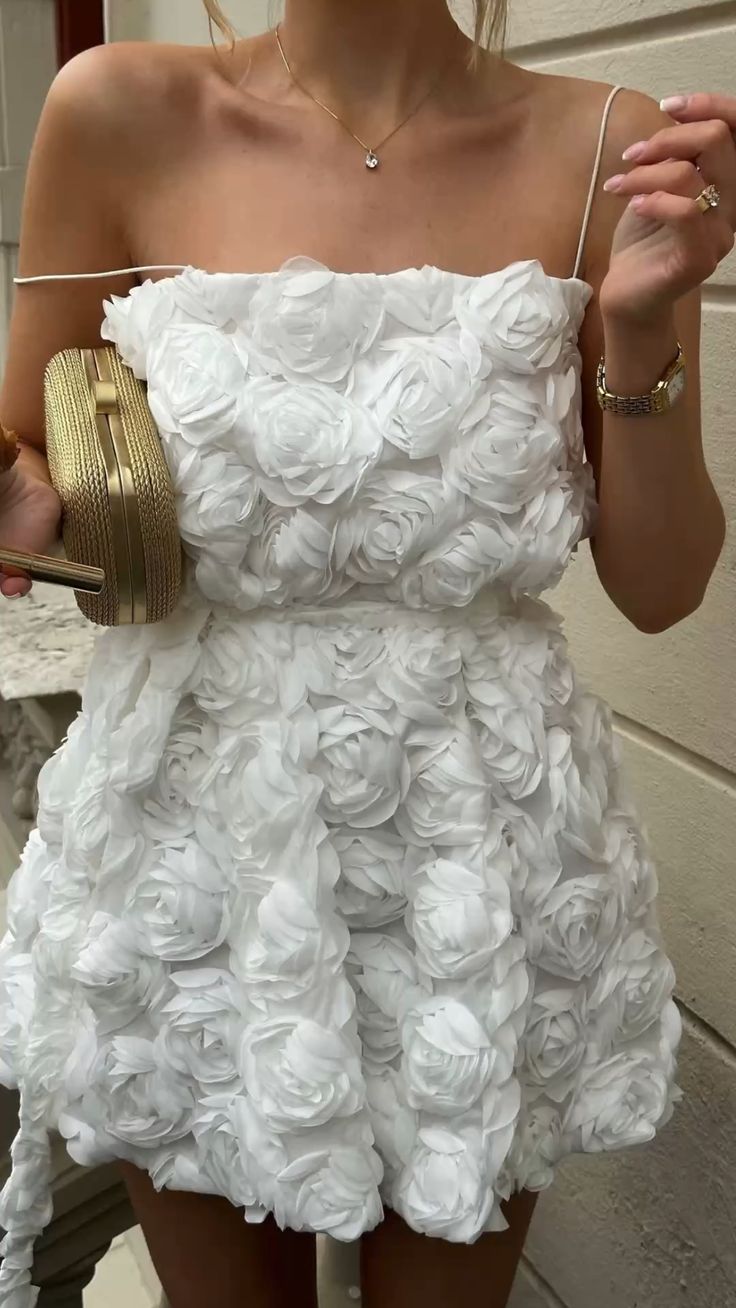 Sweet White 3D Flower Organza Birthday Party Homecoming Dress cc4325