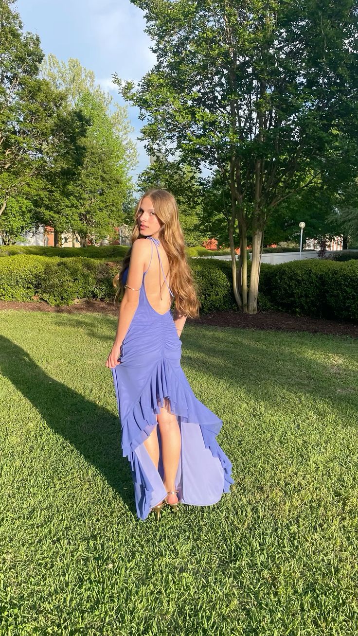 Elegant Mermaid V-Neck Backless Chiffon Long Prom & Evening Dress Bridesmaid Dress - View 6 | FashionDia