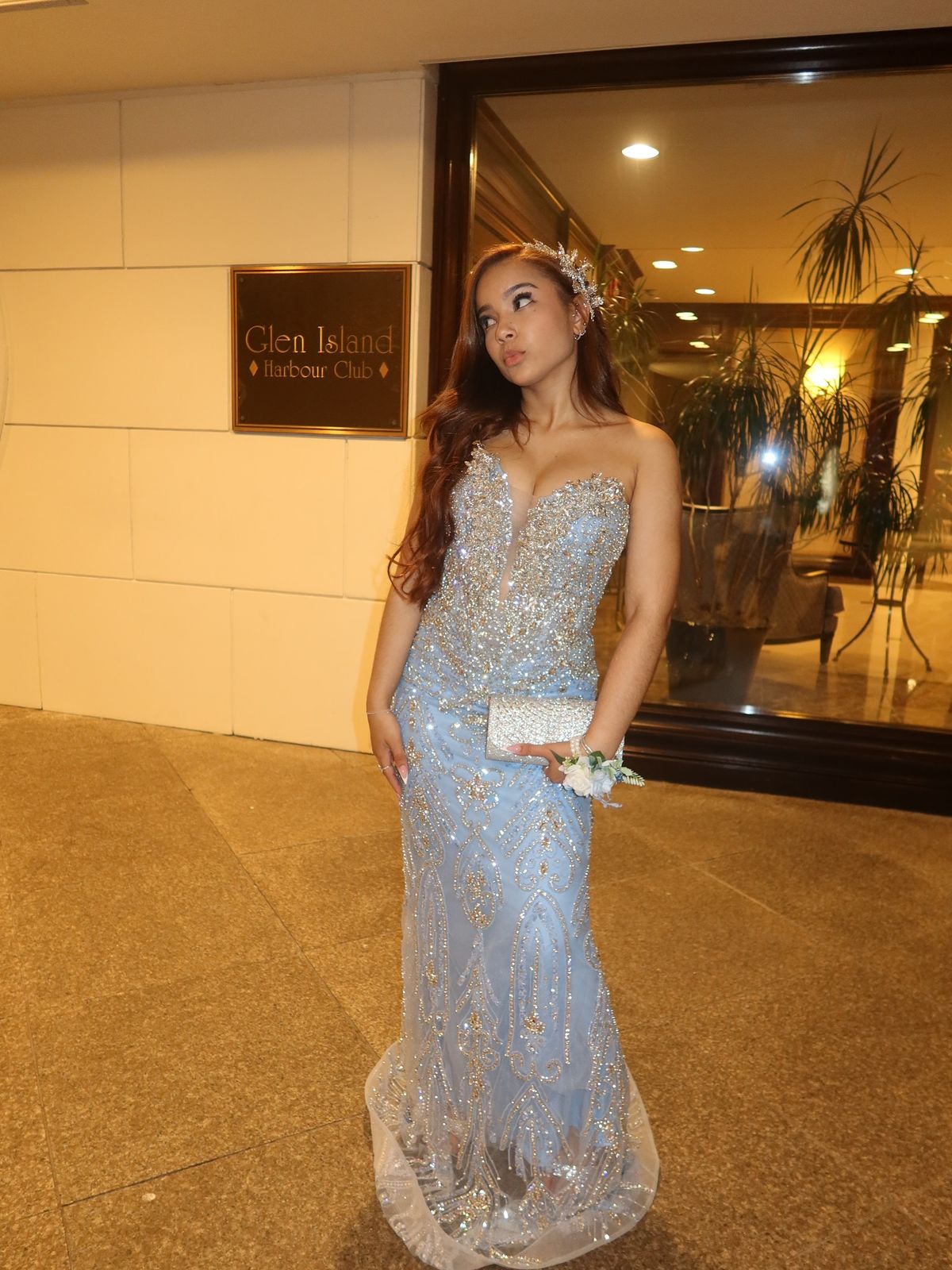 Shimmering Light Blue Mermaid Strapless Sequined Long Prom Dress Evening Dress Bridesmaid Dress