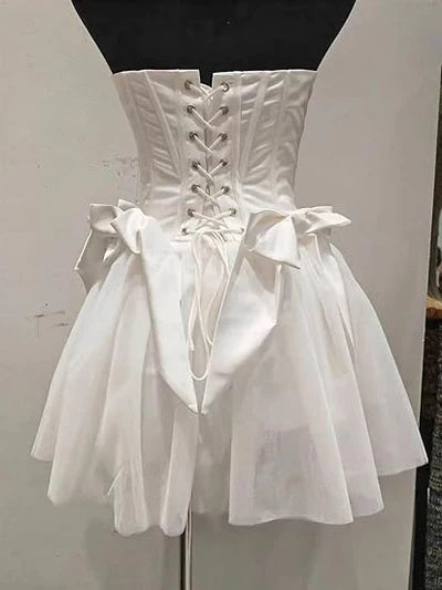 Sweet Princess Big Bow Waist Satin Patchwork A-line 16th Birthday Homecoming Dress cc4350