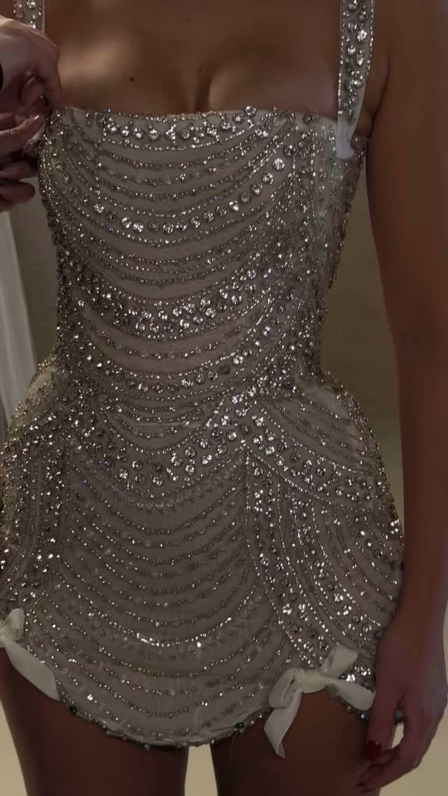 Fashion Slim Fit Halter Square Neck Rhinestone Birthday Dress Homecoming Dress