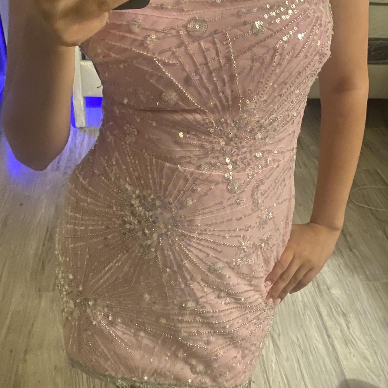 Gorgeous Pink Sequined Beaded Tassel Slim Fit 17th Birthday Homecoming Dress cc4386