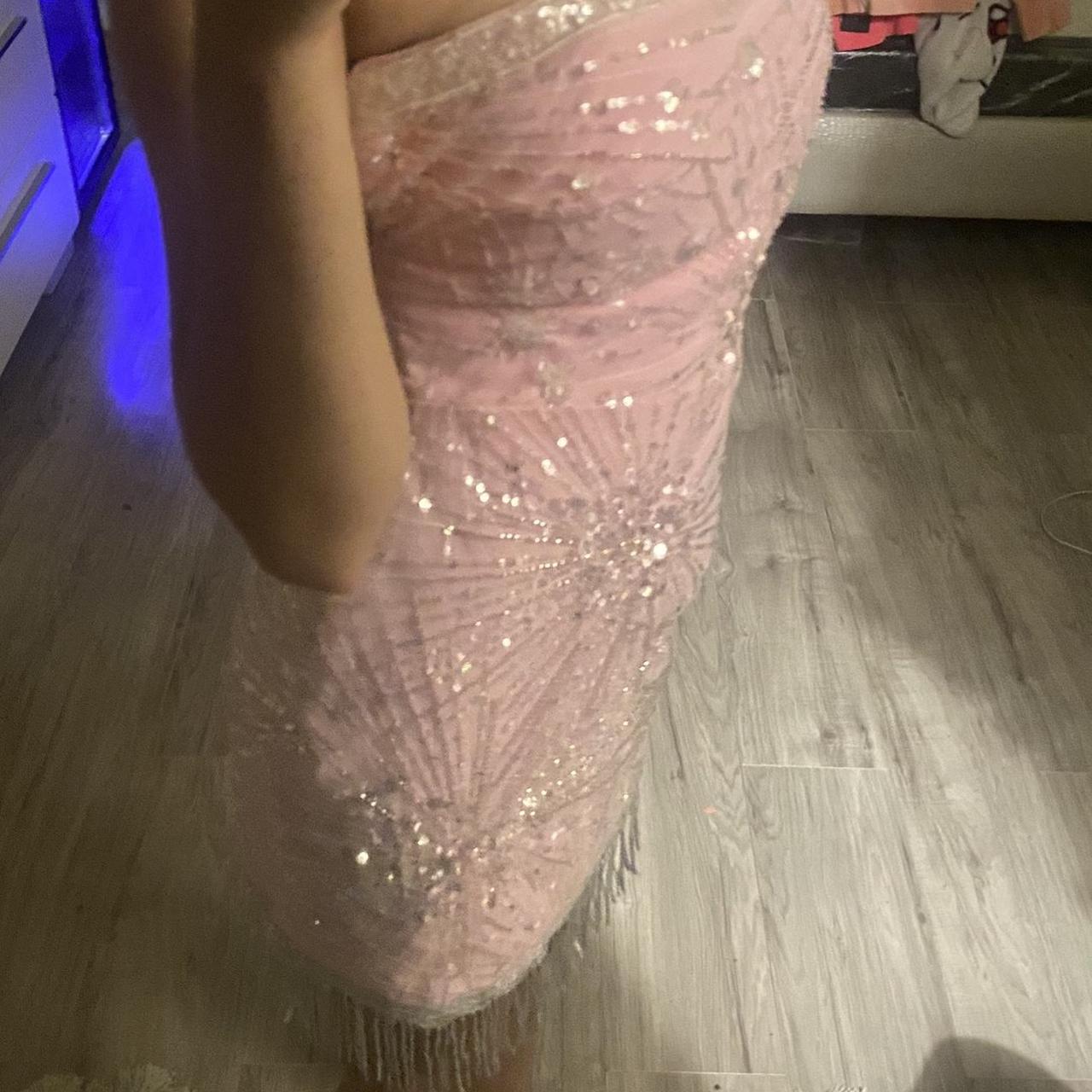 Gorgeous Pink Sequined Beaded Tassel Slim Fit 17th Birthday Homecoming Dress cc4386