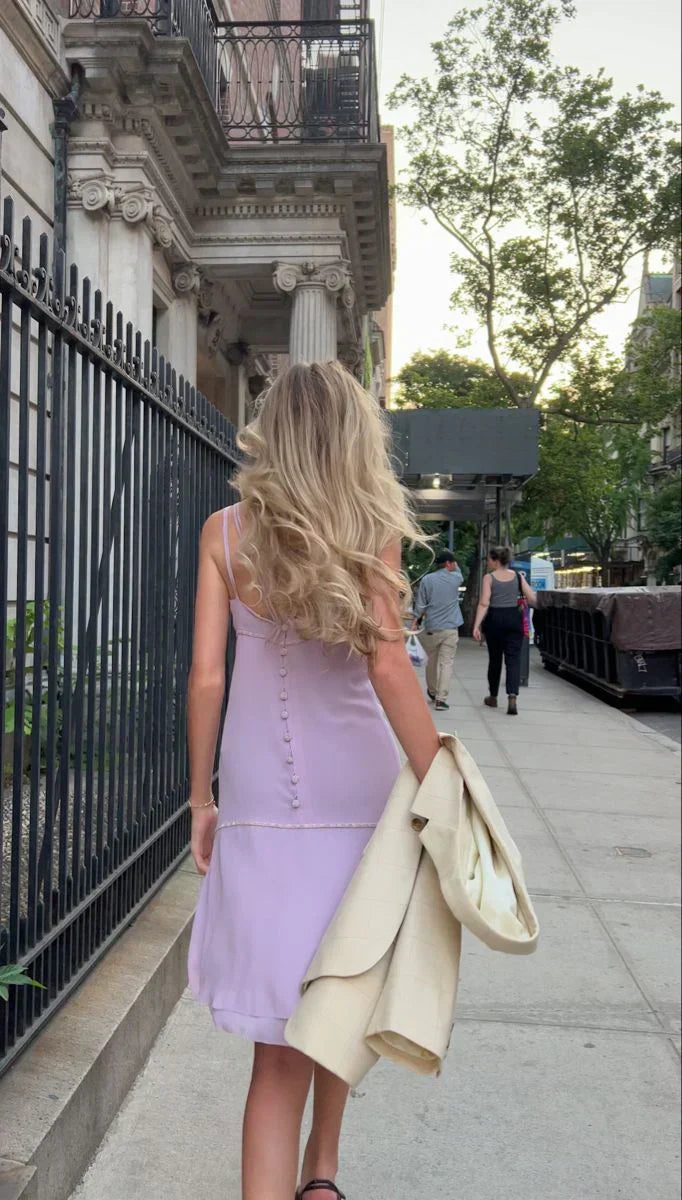 Elegant Lavender Spaghetti Strap Chiffon Waist 17th Birthday Homecoming Dress