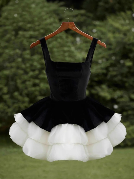 Sweet Hepburn Style Contrast Color Sling 17th Birthday Homecoming Dress