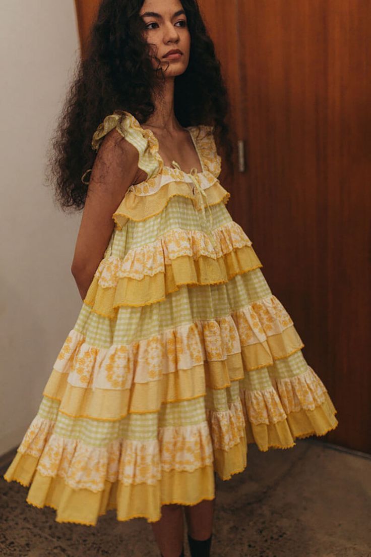 Sweet Shoulder Strap Ruffled Floral Cake Birthday Dress Homecoming Dress