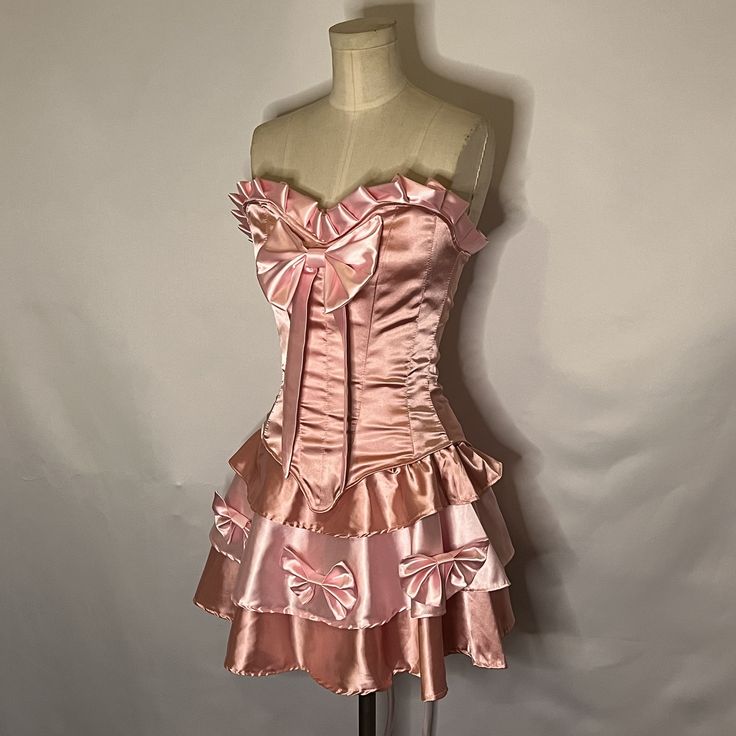 Sweet Heart Neck Pink Satin Bow 17th Birthday Homecoming Dress