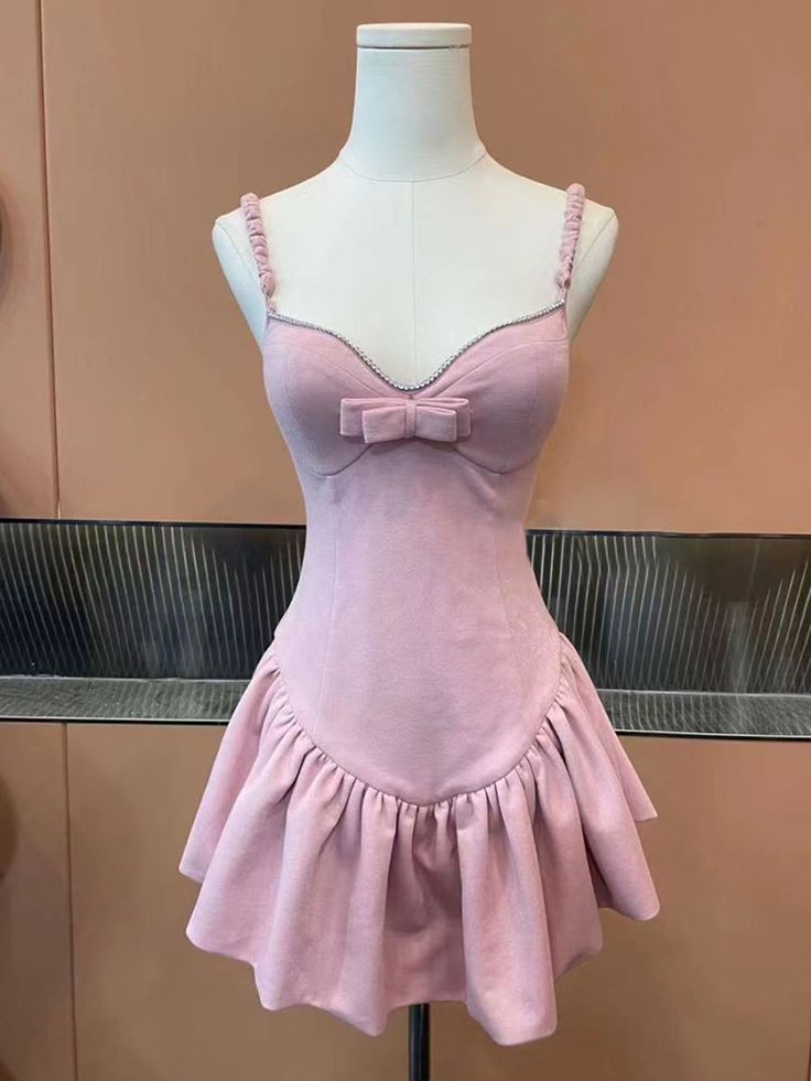 Sweet Bow Strap Waist Mini 16th Birthday Homecoming Dress