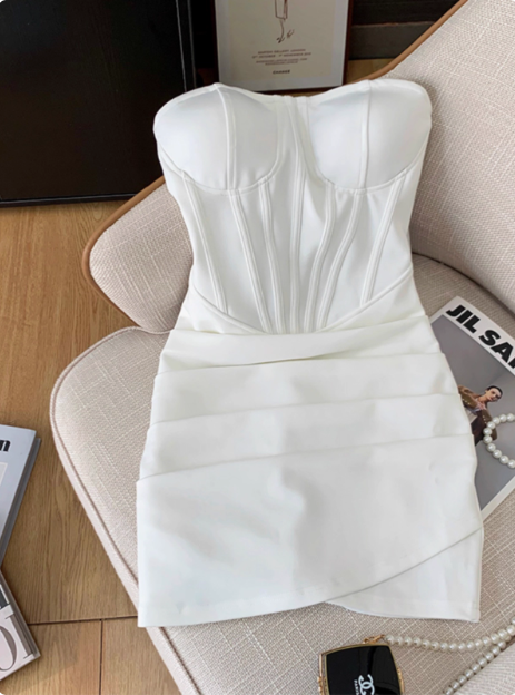 Simple Tube Top Herringbone Slim Fit 17th Birthday Homecoming Dress