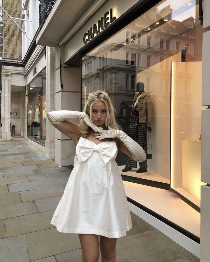 Sweet White Suspender Bow Loose Satin Birthday Party Homecoming Dress