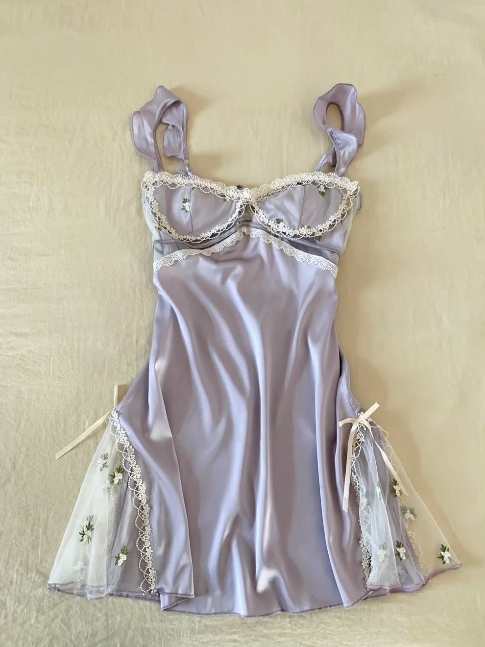 Sweet Lavender Lace Mesh Embroidered Satin 16th Birthday Short Skirt Homecoming Dress