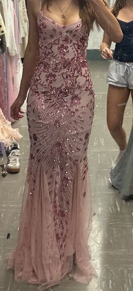 Elegant Dusty Lavender Mermaid Spaghetti Strap Sequin Embroidered Tulle Long Prom Dress Evening Dress - VelvetHem