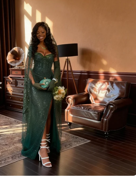 Vintage Dark Green Sweetheart Slit Sequin Tulle Long Prom Dress Evening Dress