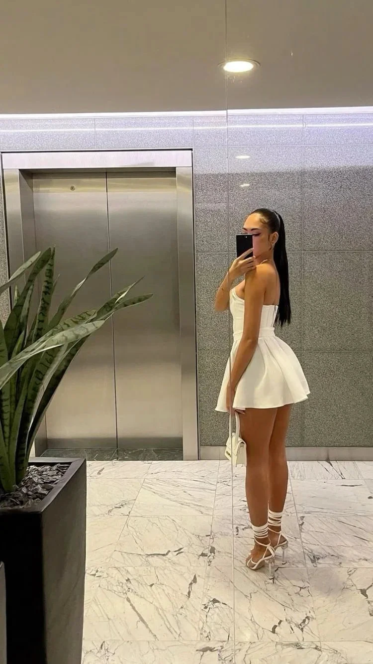 Cute White Strapless Homecoming Dress White Party Dress (ZD12361)