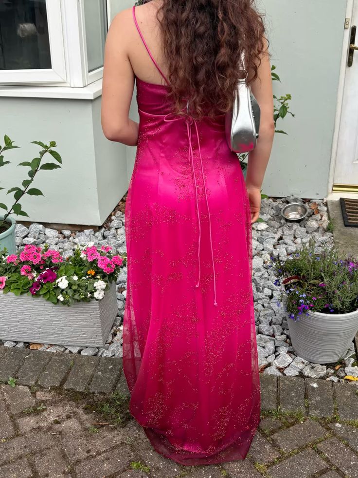 Vintage Rose Pink Spaghetti Strap A-Line Beaded Satin Long Prom Dress Evening Dress