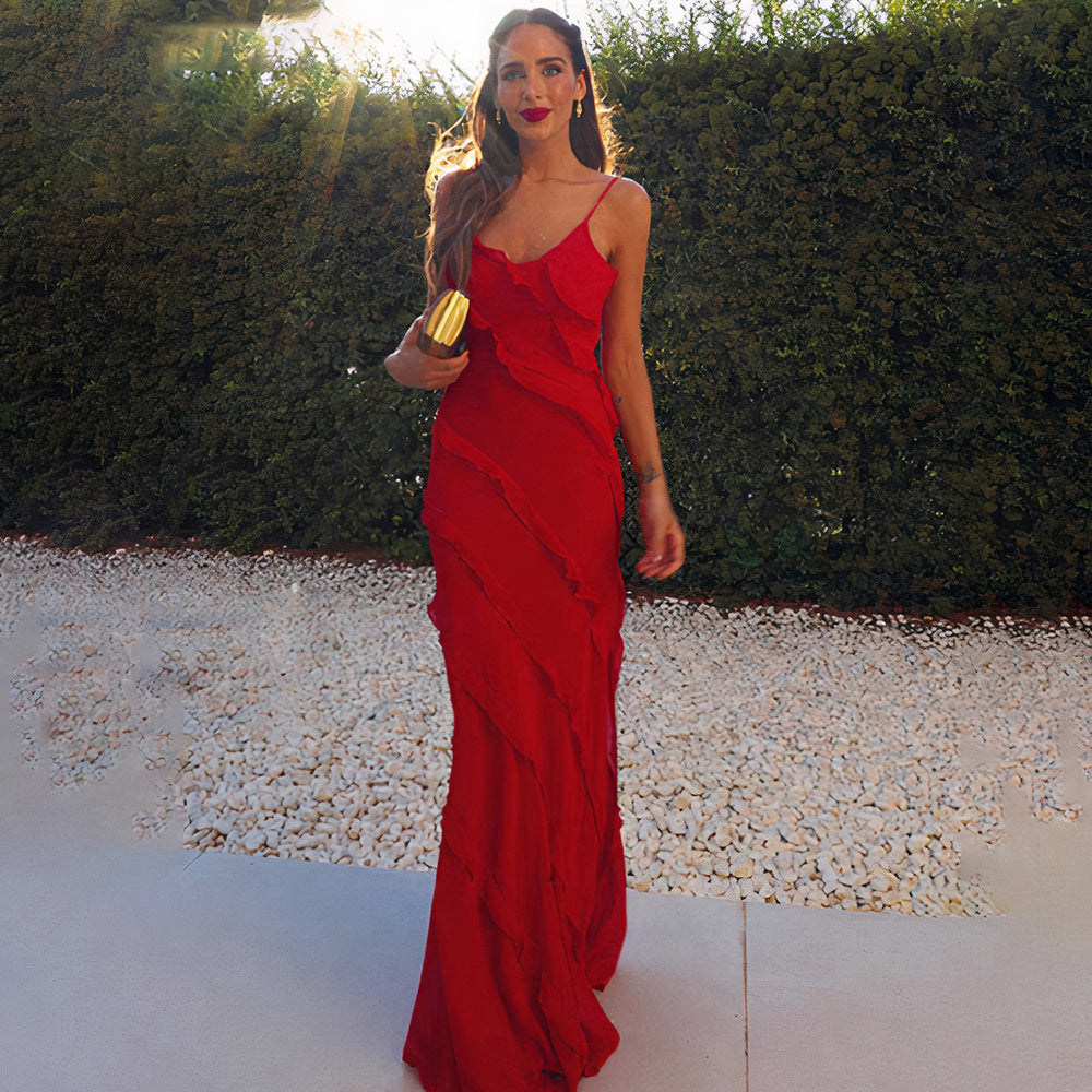 Paloma Minimalist Gala Dress with Ruffles Designer Edit